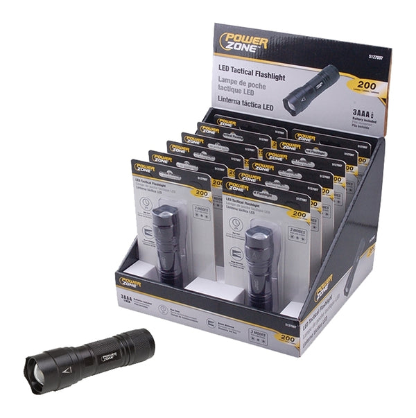Power Zone F12002 Led Bulb Tactical Flashlight, 200 Lumens (Pack of 12)