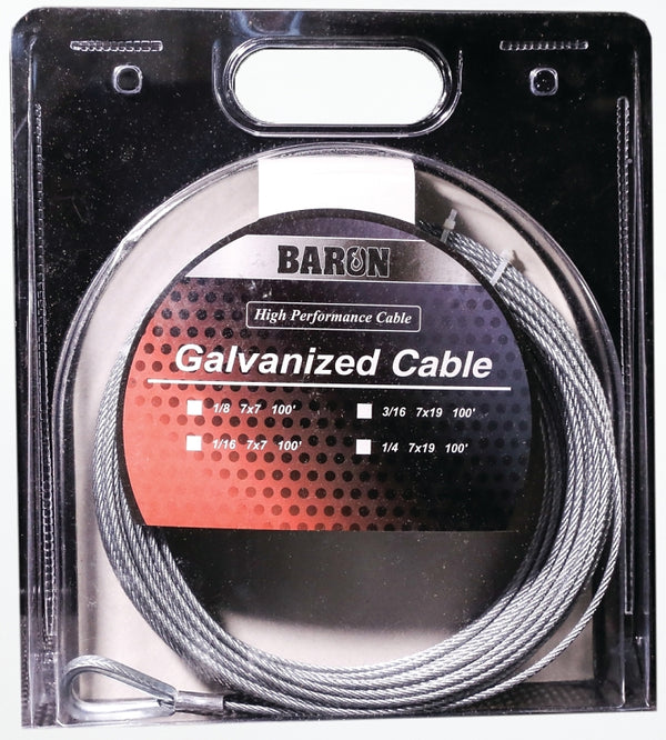 Baron 09005 50' 1 4" 7x19 Galvanized Pre-Cut Cable 0 9005/50090