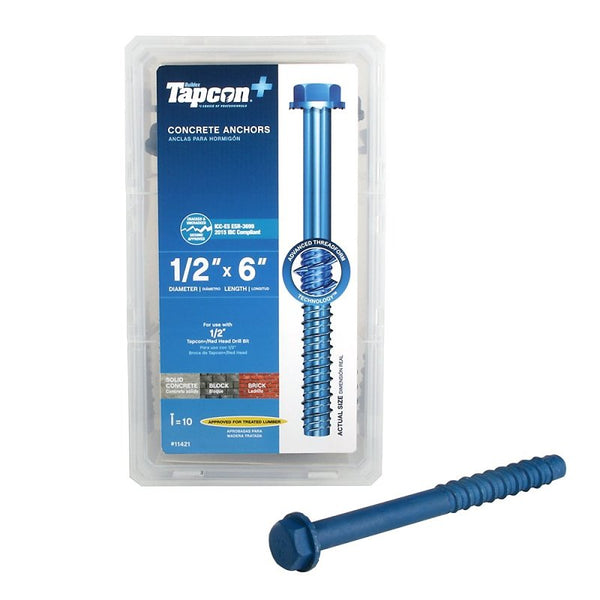 Tapcon Cncrt Anchor Hex Wshr 1/2X6IN 11421