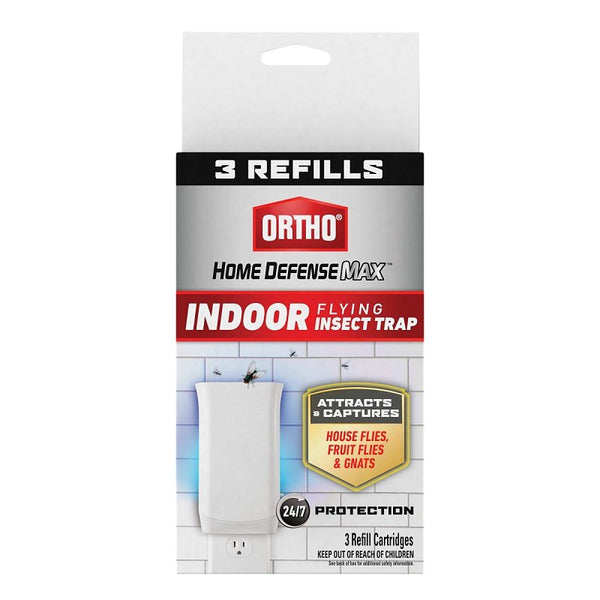 Ortho Home Defense Max Indoor Flying Insect Trap Refills - Light Sticky Trap for House Flies, Fruit Flies, and Gnats, 3 Refill Cartridges 4663505