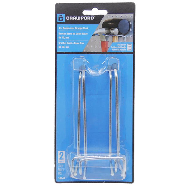 CRAWFORD PROD DIV OF JARDEN SAFETY 18444 4-Double Arm Peg Hook, 1/8-Inch, 2-Pack