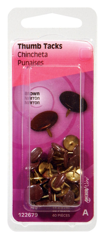 Hillman Thumb Tacks 5/16" Brown Carded
