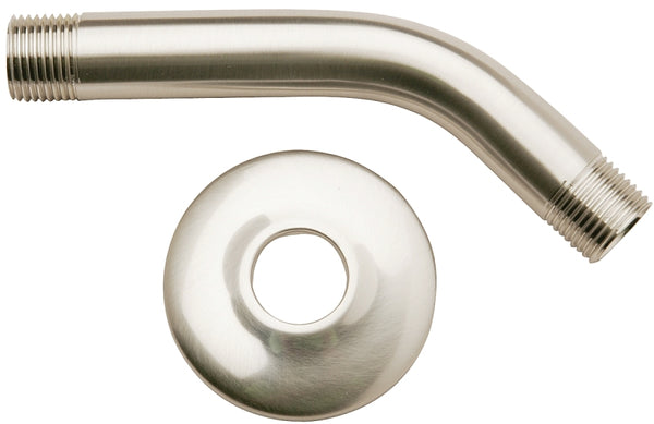 Plumb Pak PP825-10BN Shower Arm With Flange, 1/2 In Ips X 6 In L, Brushed Nickel, 6"