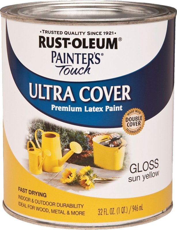 Rust-Oleum 1945502 Painter's Touch Brush On Paint, 1 Quarts (Pack of 1), Gloss Sun Yellow, 32 Fl Oz