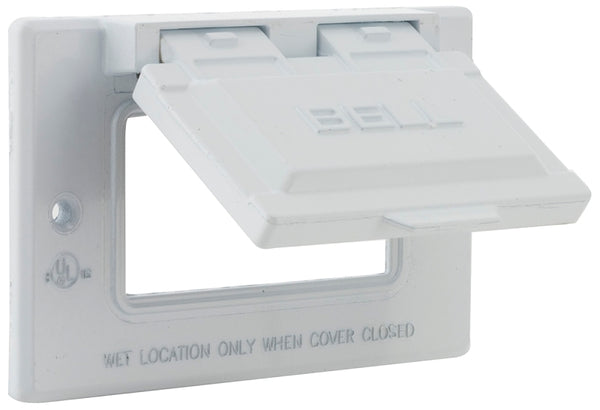 Hubbell-Raco 5101-1 1-Hole Weatherproof Device Cover, 4-9/16 in L X 2-13/16 in W X 3/4 in T, White