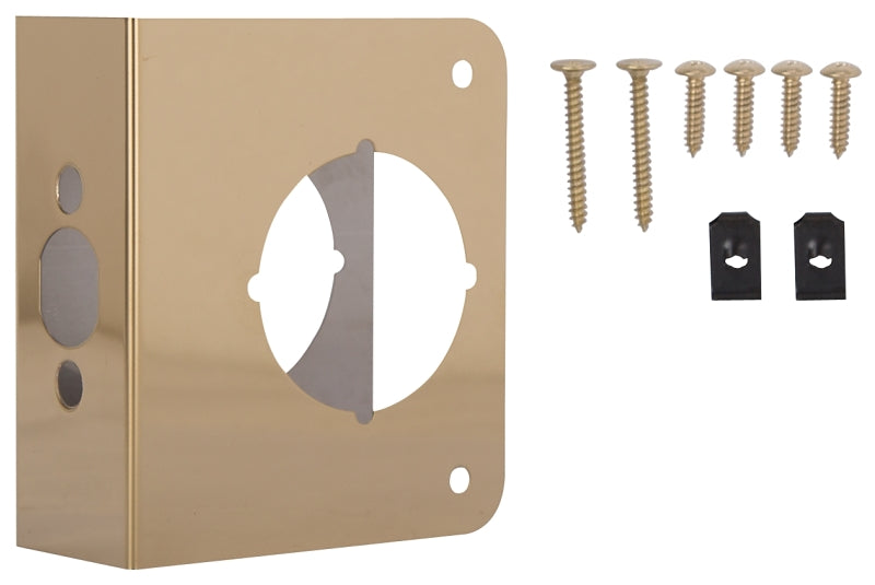 ProSource Hsh-044Sbp-Psdoor Reinforcerhsh-044Sbp-PS Door Reinforcer, for Use with 1-3/4 in Thick Doors, Steel, Brass Plated, 4 in W x 4-1/2 in L
