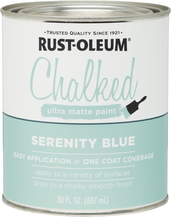 Rust-Oleum Serenity Blue Chalked All-in-One Ultra Matte Paint | One Coat Coverage | No Primer, Sanding, Or Topcoat Needed | Easy Clean Up | Made in USA | 30 OZ 285139