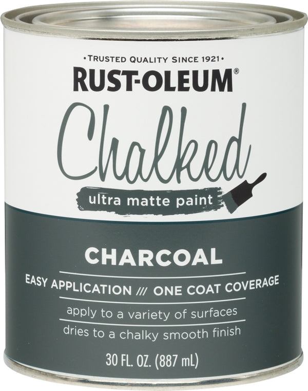 Rust-Oleum 1 qt Brands 285144 Charcoal Chalked Ultra Matte Paint, 30 Fl Oz (Pack of 1)