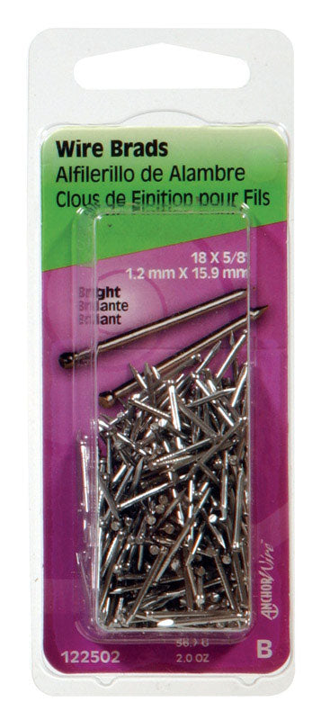 Hillman 18 Ga. x 5/8 in. L Bright Steel Brad Nails 1 pk 2 oz.