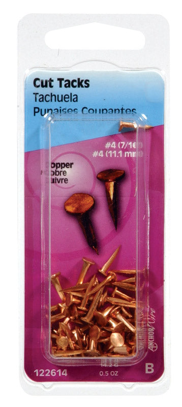 The Hillman Group 122614 Copper Cut Tack Number 4, 0.50-Ounce , Brown