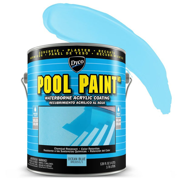 Dyco Waterborne Acrylic Pool Paint, Resistant to UV, Water, Salt, Chemicals, Fading, Cracking & More, Seals Hairline Cracks (Ocean Blue, 1 Gallon) DYC3151/1
