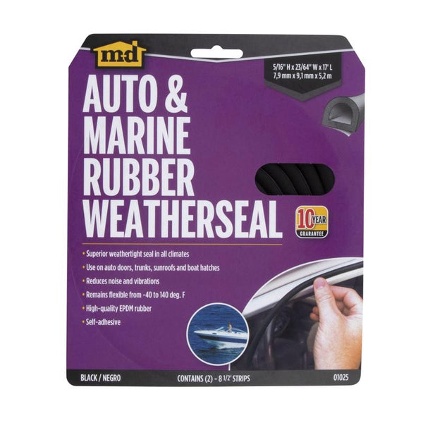 Multipurpose All Seasons Marine Door and Window Weather Seal Strips, Felt, Black - MD Building Products 01025