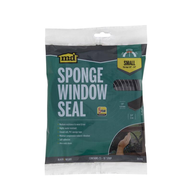 M-D Building Products 6593 M-D 0 Premium Weather-Strip, 3/4 in W X 10 Ft L X 1/4 in T, Pack of 1, Black