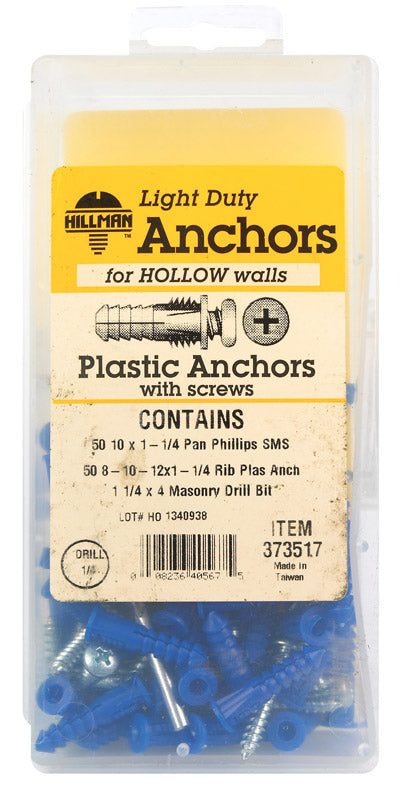 The Hillman Group 373517 Plastic Anchor Kit, Pack of 1, No Color