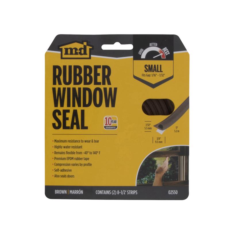 M-D Building Products 2550 M-D 0 All Climate P-Profile Subzero Weather-Strip, 17 Ft L X 3/8 in W 7/32 in T, Epdm Rubber, Brown