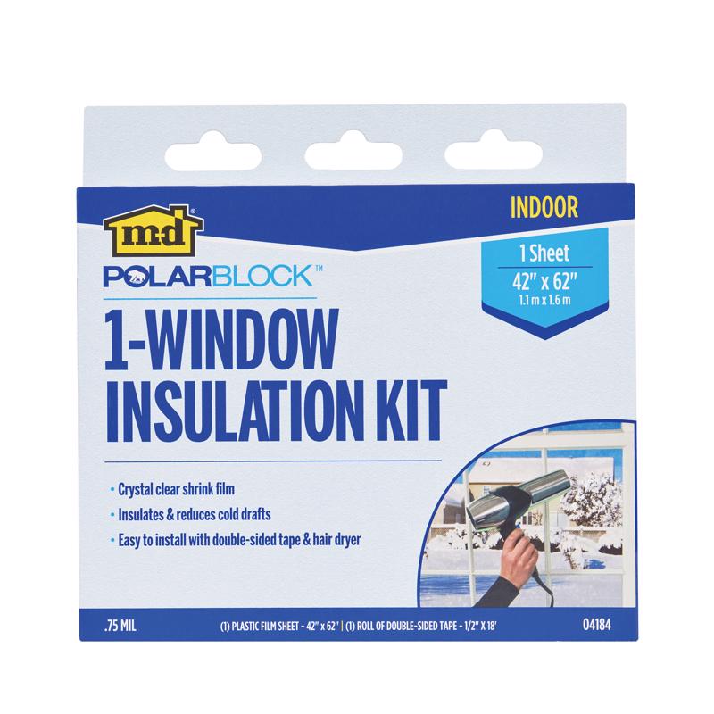 M-D Building Products 4184 Shrink & Seal 0 Window Insulation Kit, 42 X 62 in, 42" x 62", Crystal Clear
