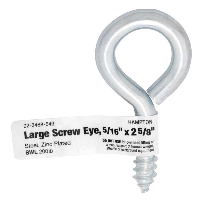 Hampton 11/32 in. Dia. x 2-5/8 in. L Zinc-Plated Steel Screw Eye 200 lb. 20 pk