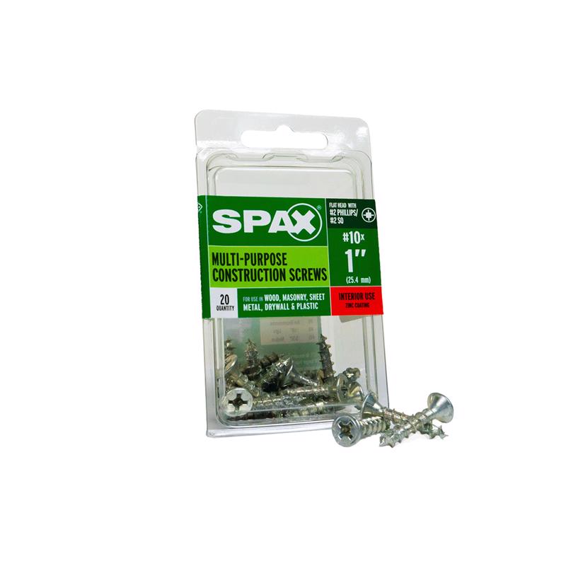 SPAX Multi-Material Screw 1" Zinc Phillips/Square Multiple Material Thread Flat Head Box 20