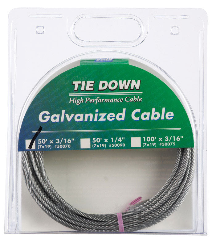 Tie Down Engineering Galvanized Galvanized Steel 3/16 in. Dia. x 50 ft. L Aircraft Cable