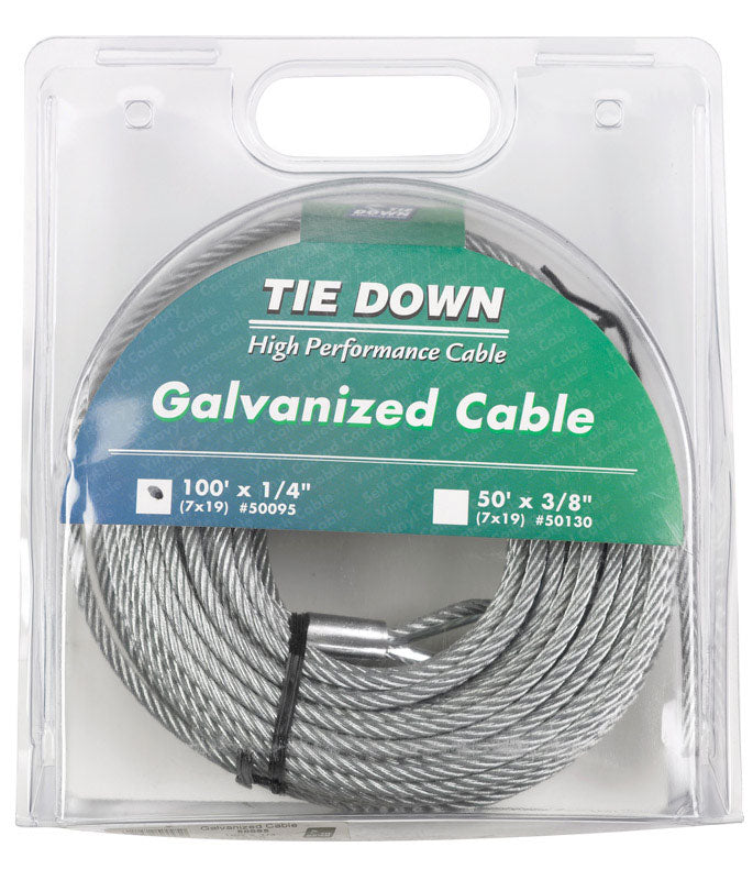 Tie Down 50095 Galvanized Cable (Swagged Loop and Thimble, 1/4 Inch, 100 Foot Roll), Pack