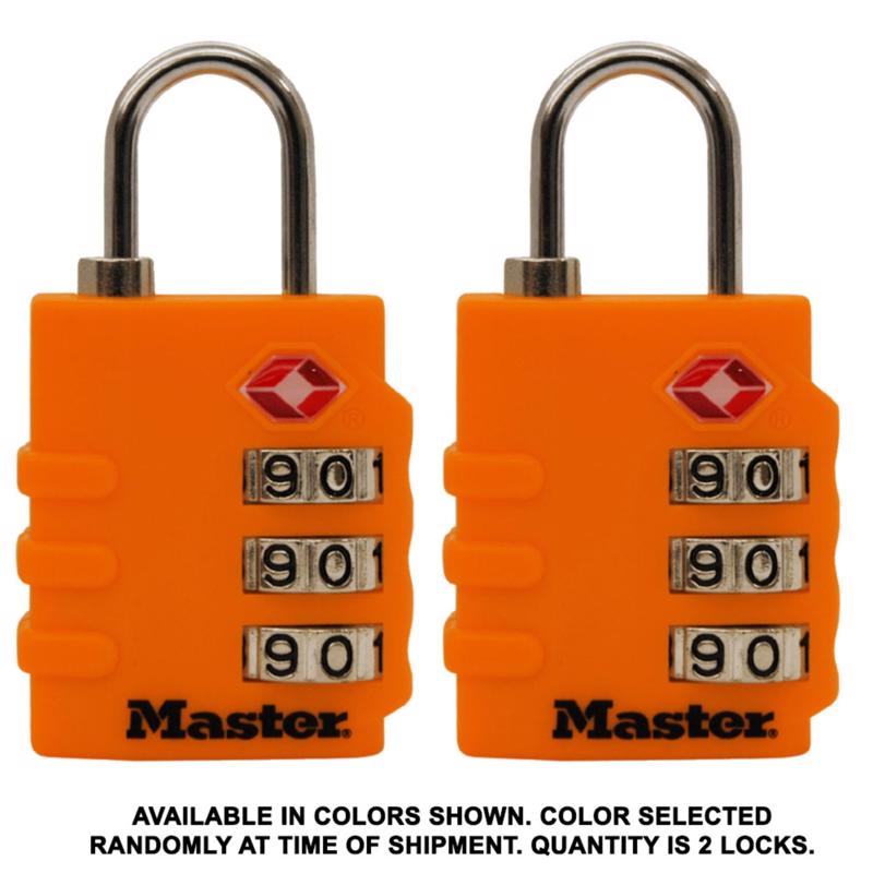 Master Lock 4684T Set Your Own Combination TSA Approved Luggage Lock, 1-3/8 in. Wide, Colors May Vary