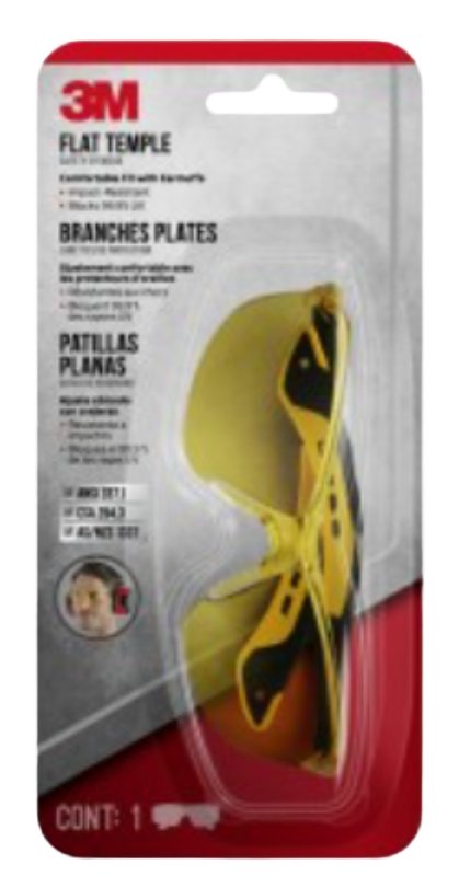 3M Safety 3M 47013-WV6 Flat Temple Safety Eyewear with Scratch Resistant Lens, Frame: Amber 47013H1-DC