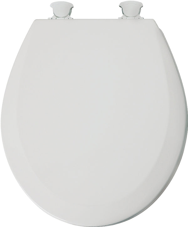 MAYFAIR 841EC 000 Cameron Toilet Seat will Never Loosen and Easily Remove, ROUND, Durable Enameled Wood, White 41EC 000/46ECDG-0