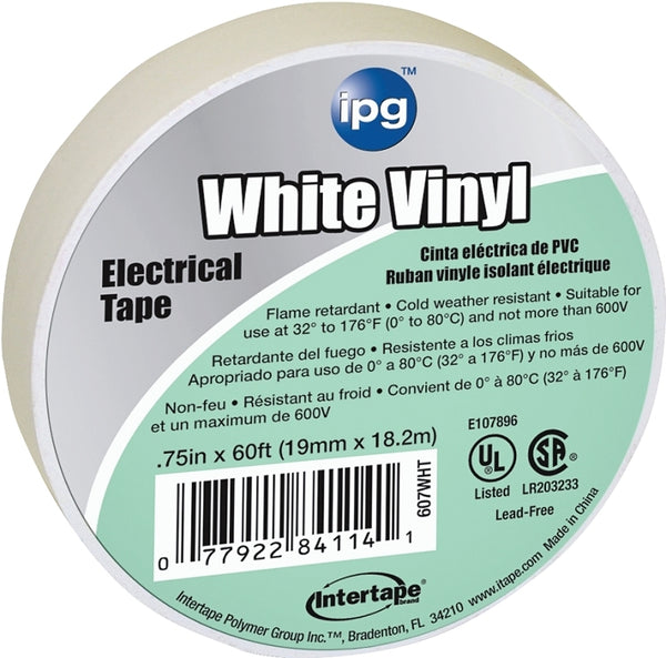 Intertape 3/4x66ft White Vinyl Elec Tape 85828