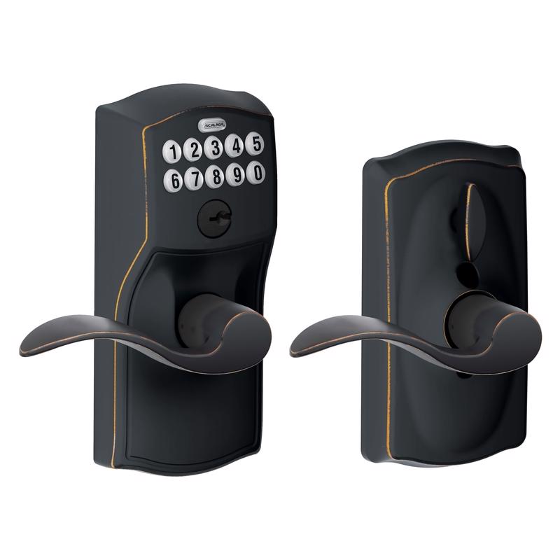 SCHLAGE FE595VCAM716ACC FE595VCAM/ACC 716 Keypad Accent Lever Door Lock, Flex, Aged Bronze