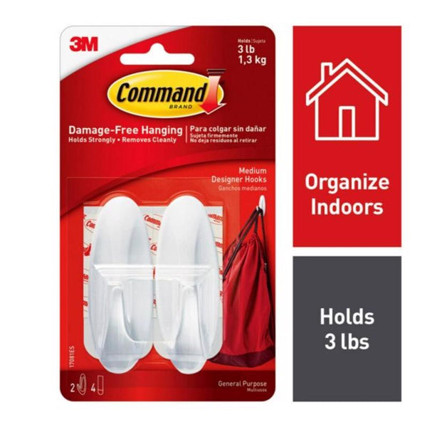3M, 17081ES, adhesive hook, White