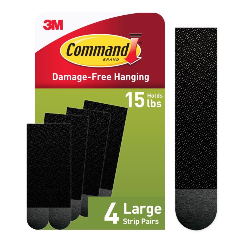 Command 17206BLK Heavy Duty, Holds 16 lbs Picture Hanging Strips, 4 Pairs, Black, 4 Count 17206BLK-ES