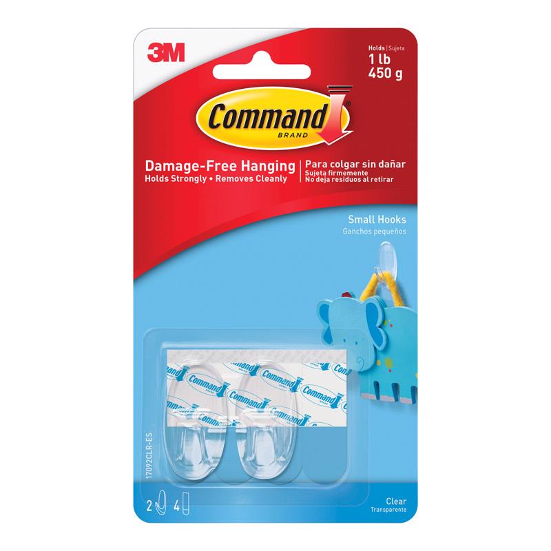 Command Strips 17092CLR Small Clear Command Hooks 2 Count