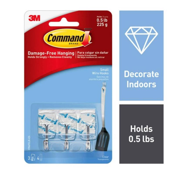 Command Strips 17067CLR Small Clear Wire Hooks 3 Count