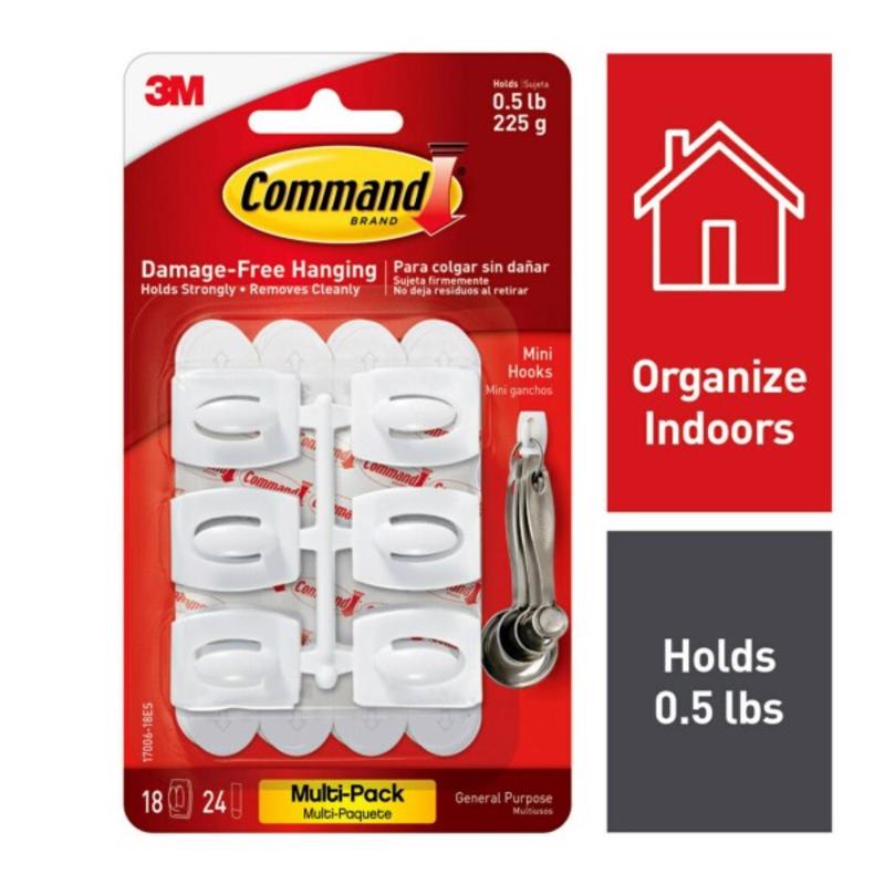 Command Mini Hooks Value Pack, White, 18-Hooks (17006-18ES), Organize Damage-Free