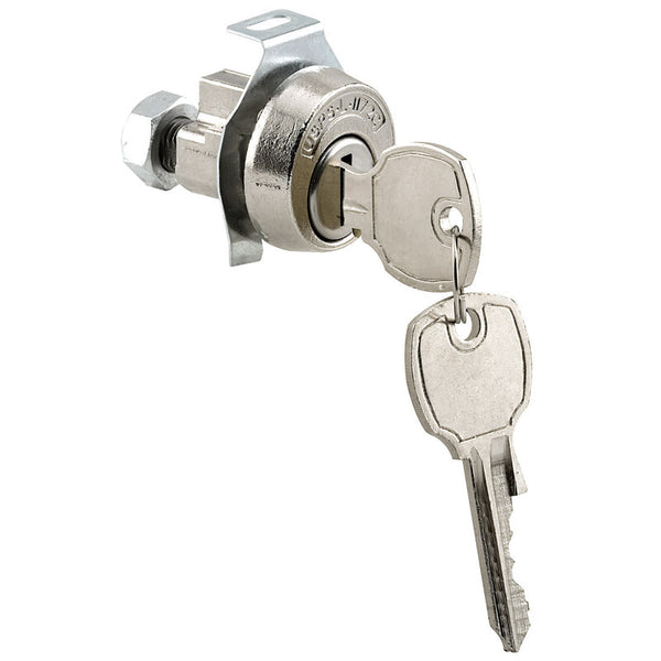 Prime-Line S 4710 Mailbox Lock - Replacement, Multipurpose Mailbox Lock for Several Brands - NA-14 Keyway, Opens Clockwise with 90º Rotation, Nickel Finish (1 Set)