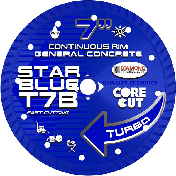 Diamond Products Core Cut 74961 7-Inch by 0.095 by 7/8-Inch Star Blue Turbo Blade