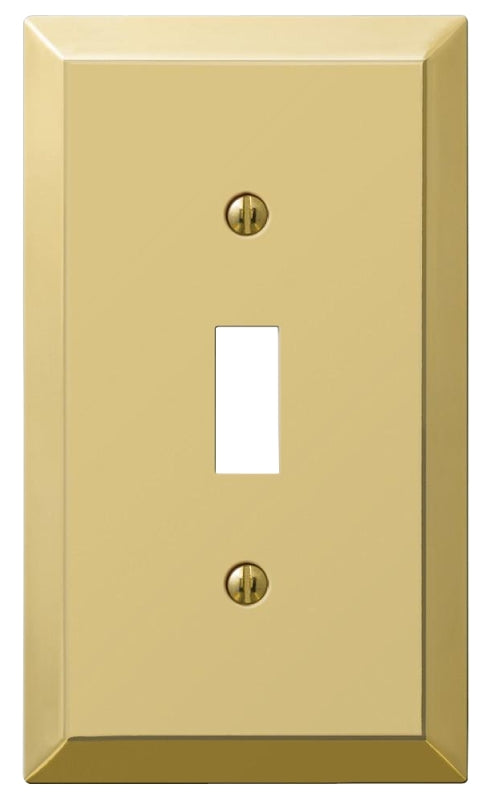 American Tack 163TBR Single Toggle Wallplate with Bright Brass Finish