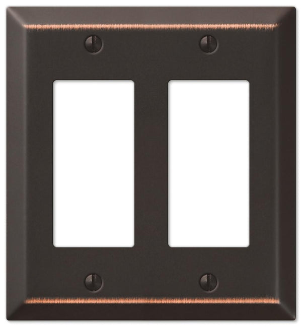 Amerelle Century Double Rocker Steel Wallplate in Aged Bronze 163RRDB