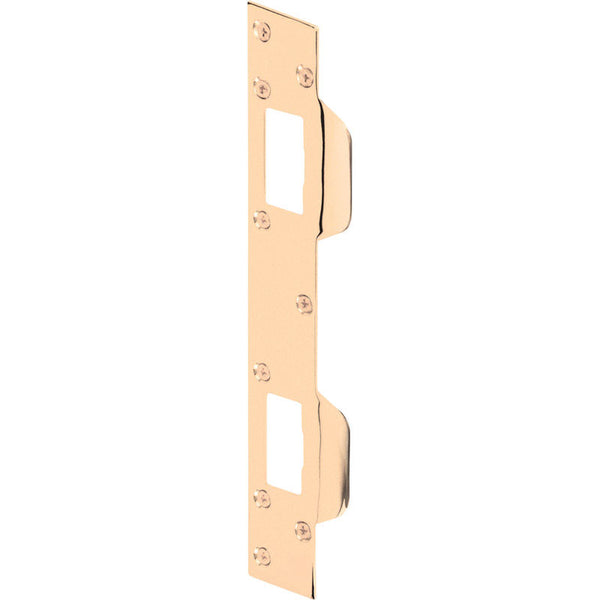 Defender Security U 9480 Door Strike, Accommodates 5-1/2 in. to 6 in. Hole Centers, Steel, Brass Plated
