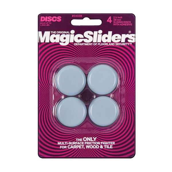 Magic Sliders Plastic Floor Slide Gray Round 1-1/2 in. W x 1 1/2 in. L 4 pk Self Adhesive 04038