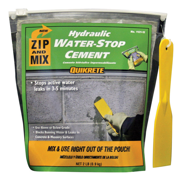 Quikrete 5625116 2 lbs Zip N Mix Hydraulic Water Stop Cement Gray 1121-15