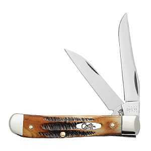 Case WR XX Pocket Knife Burnt 6.5 Bonestag Wharncliffe Mini Trapper Item #65305 - (6.5207W SS) - Length Closed: 3 1/2 Inches