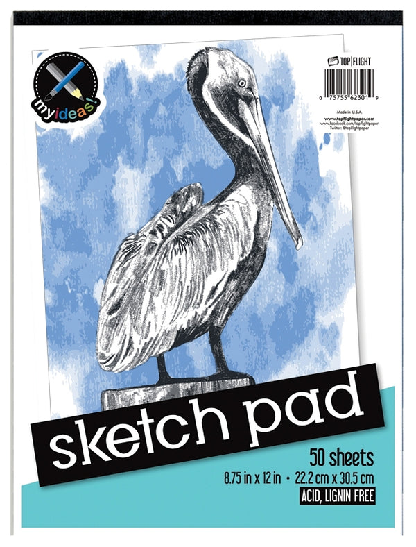 Top Flight Sketch Pad, Heavy Back, 8.75 x 12-Inches, 50 Sheets (62301), Cover may vary 4807103