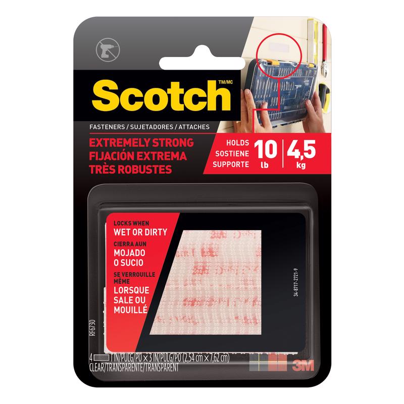 Scotch Reclosable Fasteners, Clear, 1 x 3-Inches, 2 Sets (RF9730) RF6730