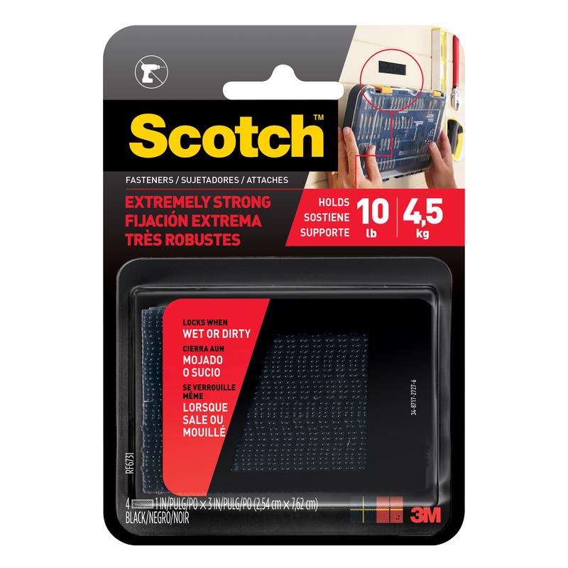 3M 6-Pack of 1 x 3" RF6731 Scotch Fastener Black Reclosable Extreme Fastener