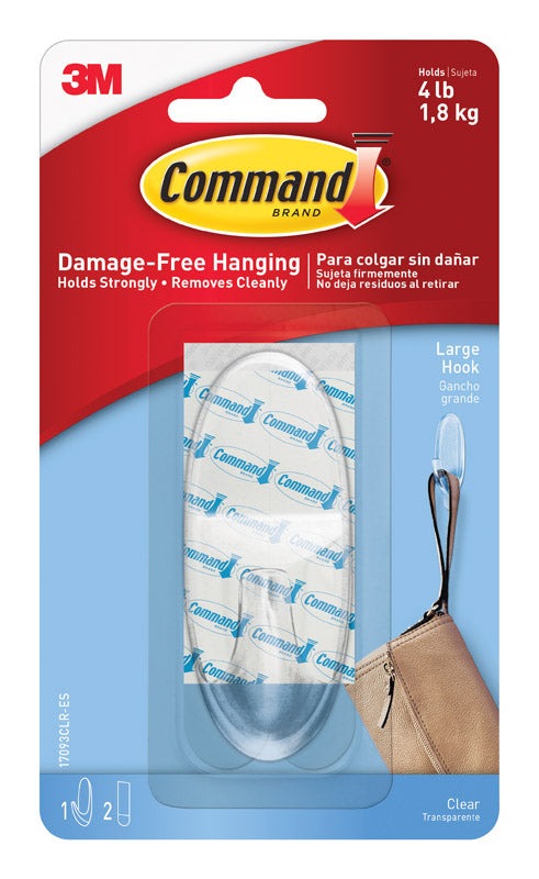 Command 17093CLRES Large Clear Strips Hook, 4 Refill