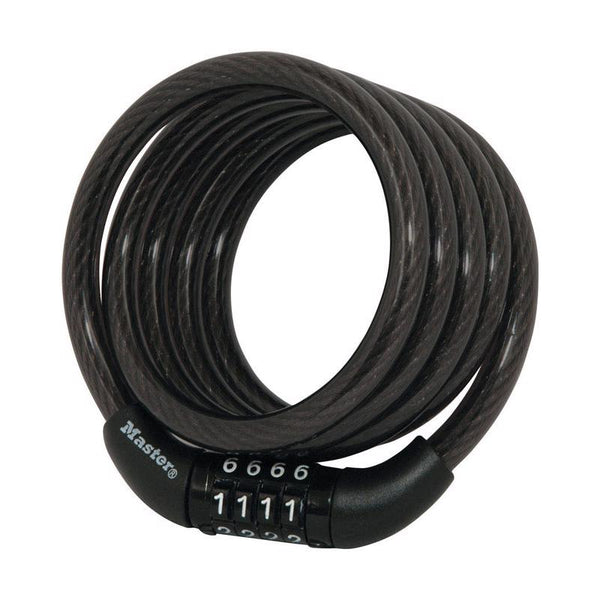 Master Lock 8143D Self Coiling Cable Lock, 4-Feet x 5/16-inch, Black
