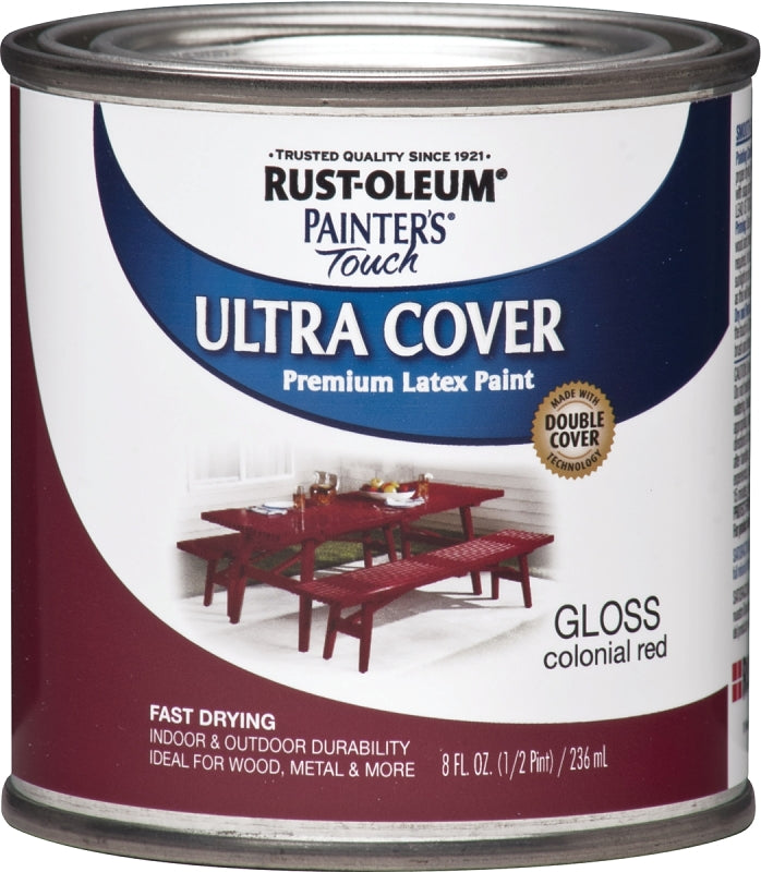Rust-Oleum 1964730 Brush On Paint Painters Touch Latex, 8 Fl Oz (Pack of 1), Gloss Colonial Red