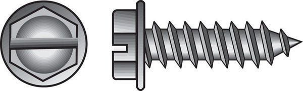 The Hillman Group 70262 6-Inch x 1-1/4-Inch Hex Washer Head Slotted Sheet Metal Screw, 100-Pack, 1.25 inches, Silver