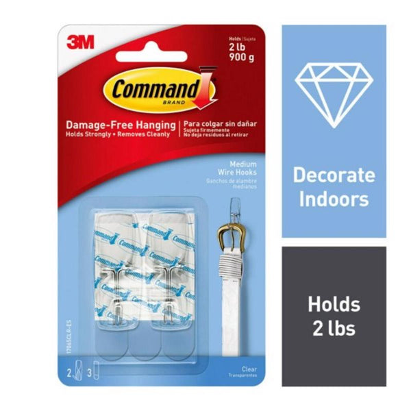 Command Medium Wire Toggle Hook, Clear, 2-Hooks, Organize Damage-Free 17065CLR-ES